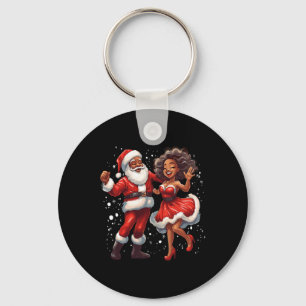 African American Christmas African Santa Mrs Claus Keychain
