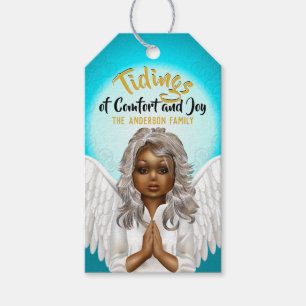 African American Christmas Angel Holiday Gift Tags