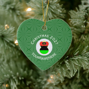 African American Christmas Angel Name Year Heart Ceramic Ornament