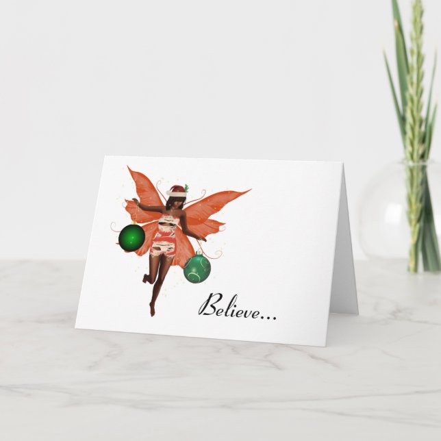 African American Christmas Fairy Christmas Card (Front)