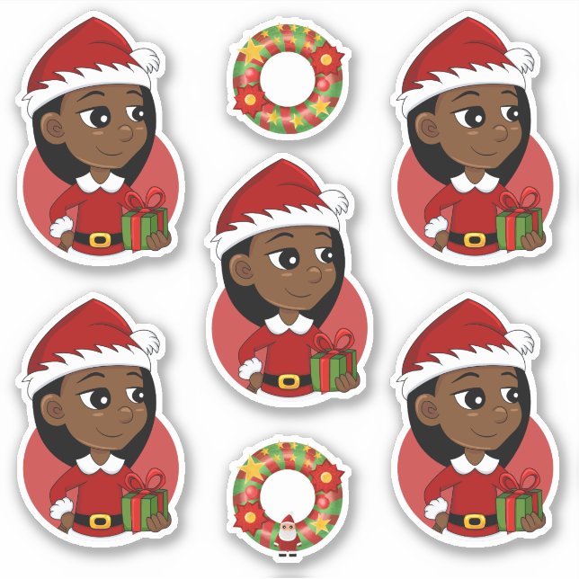 African American Christmas girl cartoon (Front)