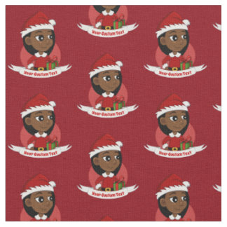 African American Christmas girl cartoon Fabric