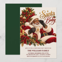 African American Christmas Invitation Santa Baby