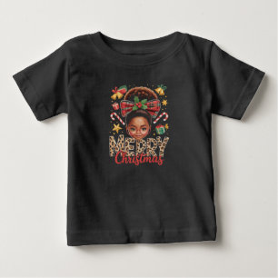 African American Christmas Messy Bun Black Mom Baby T-Shirt