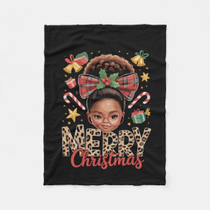 African American Christmas Messy Bun Black Mom Fleece Blanket