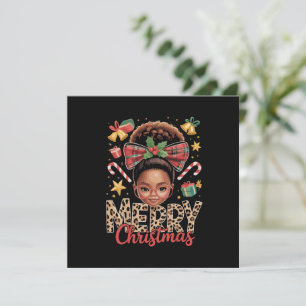 African American Christmas Messy Bun Black Mom  Holiday Card