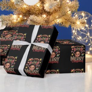 African American Christmas Messy Bun Black Mom Wrapping Paper