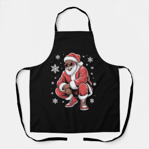 African American Christmas Pajama Xmas Afro Santa Apron