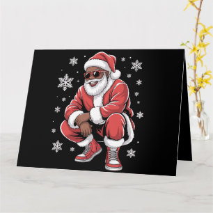 African American Christmas Pajama Xmas Afro Santa  Card