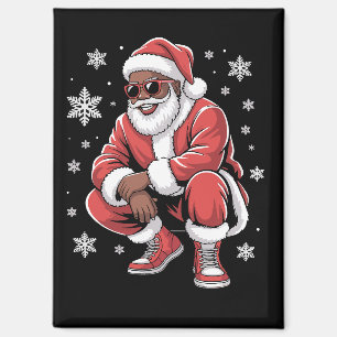African American Christmas Pajama Xmas Afro Santa Magnet
