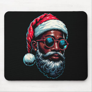 African American Christmas Pajama Xmas Afro Santa  Mouse Pad