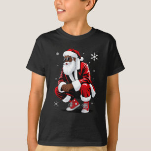 African American Christmas Pajama Xmas Afro Santa  T-Shirt