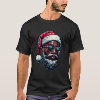 African American Christmas Pajama Xmas Afro Santa  T-Shirt