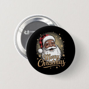 African American Christmas Pyjamas Santa Claus  2 Inch Round Button