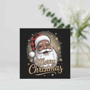 African American Christmas Pyjamas Santa Claus  Holiday Card