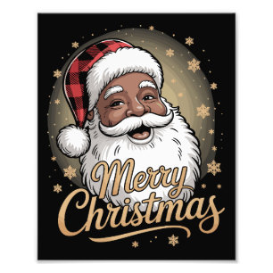 African American Christmas Pyjamas Santa Claus  Photo Print