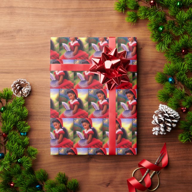 African American Christmas Red Ridinghood Girl Wrapping Paper (Holiday Gift)