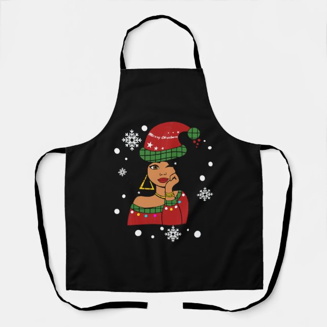African American Christmas Santa Claus Apron (Front)