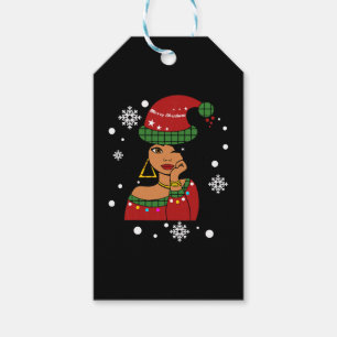 African American Christmas Santa Claus Gift Tags