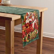 African American Christmas Table Runner Santa