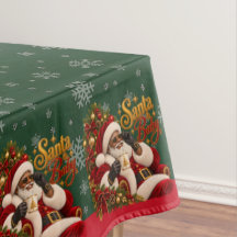 African American Christmas Tablecloth Santa Baby