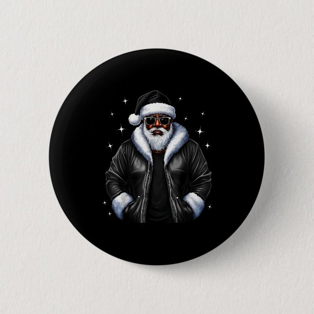 African American Christmas Xmas Afro Santa Claus  2 Inch Round Button (Front)