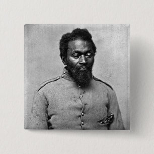 African American Civil War Soldier, 1861 2 Inch Square Button