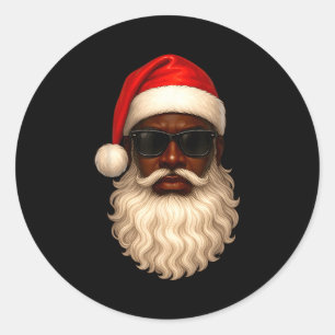 African American Cool Santa Claus Christmas Pajama Classic Round Sticker