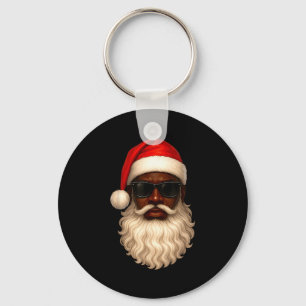 African American Cool Santa Claus Christmas Pajama Keychain