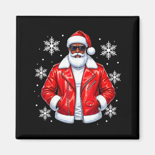 African American Cool Santa Claus Christmas Pajama Magnet