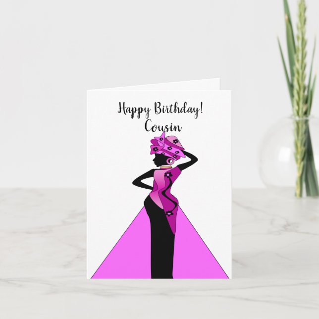  African American Cousin Happy Birthday Card (Front)