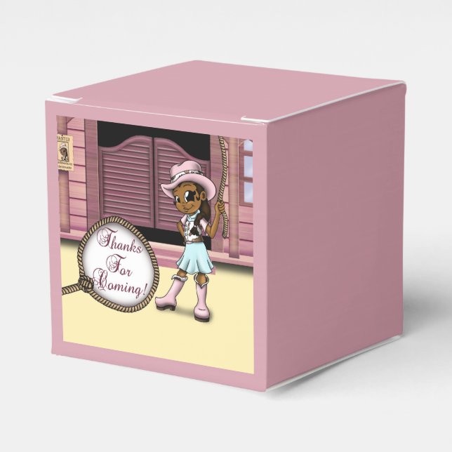 African American Cowgirl Birthday Favor Box (Front Side)