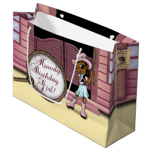 African American Cowgirl Birthday Large Gift Bag