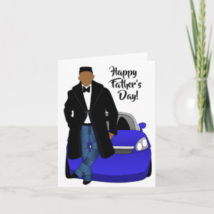 African American Dad Black Coat & Tie Father's Day Card