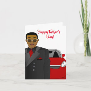 African American Dad Suit, Tie, & Car Father's Day Card