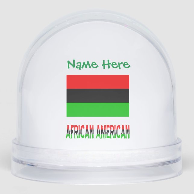African American Diaspora Flag Green Personalized Snowglobe (Front)