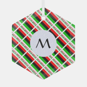 African American Diaspora Flag Tiled Initial Glass Ornament