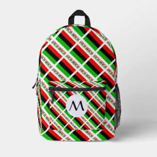 African American Diaspora Flag Tiled Initial Printed Backpack