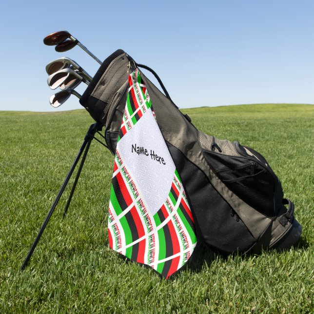 African American Diaspora Flag Tiled Personalized  Golf Towel (Green)