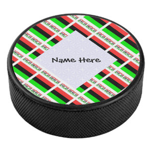 African American Diaspora Flag Tiled Personalized Hockey Puck