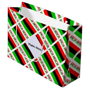 African American Diaspora Flag Tiled Personalized  Large Gift Bag
