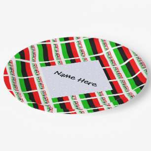 African American Diaspora Flag Tiled Personalized Paper Plate