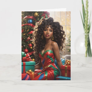 African American Diva Christmas, Glam Black Woman Card