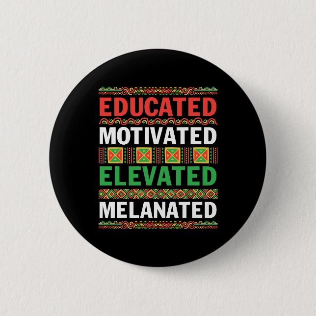 African American Educated Motivated Elevated Melan 2 Inch Round Button (Front)