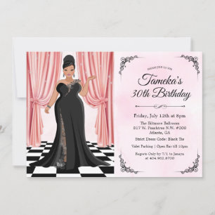 African American Elegant Gown Birthday Invitation