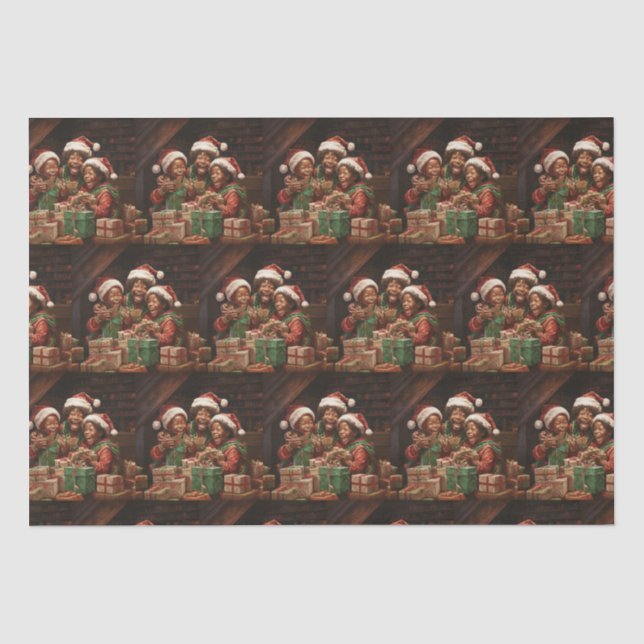 African American Elf  Tissue Paper (Front)