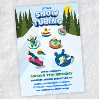 African American Ethnic Snow Tubing Birthday 