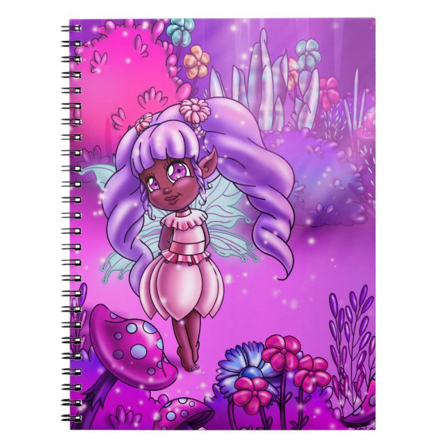 African American Fairy and Mushrooms Notebook (Front)