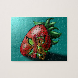 African American Fairy and Strawberry Jigsaw Puzzle