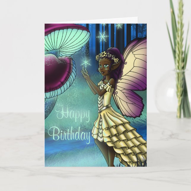 African American Fairy Birthday Card (Front)